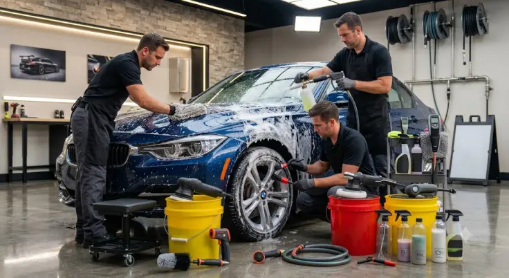 Interior and exterior car wash guides and tips