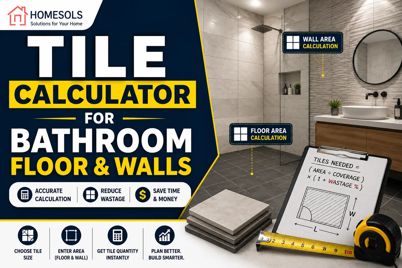 Tile Calculator for Bathroom Floor & Walls